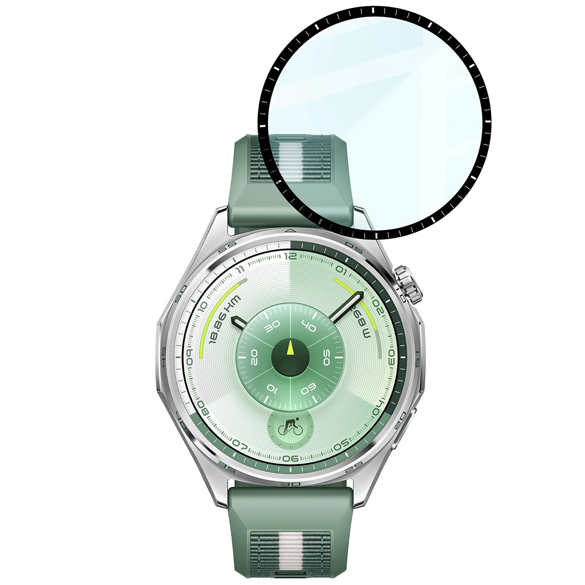 Hybrides Glas für Huawei Watch GT6 46 mm, Bizon Glass Watch Edge Hybrid, Schwarz