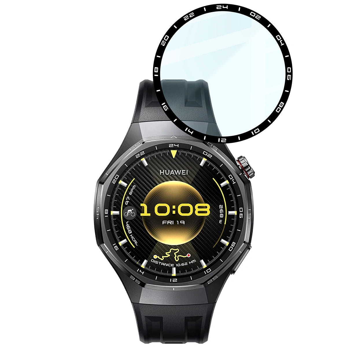 Hybrides Glas für Huawei Watch GT6 Pro 46 mm, Bizon Glass Watch Edge Hybrid, Schwarz