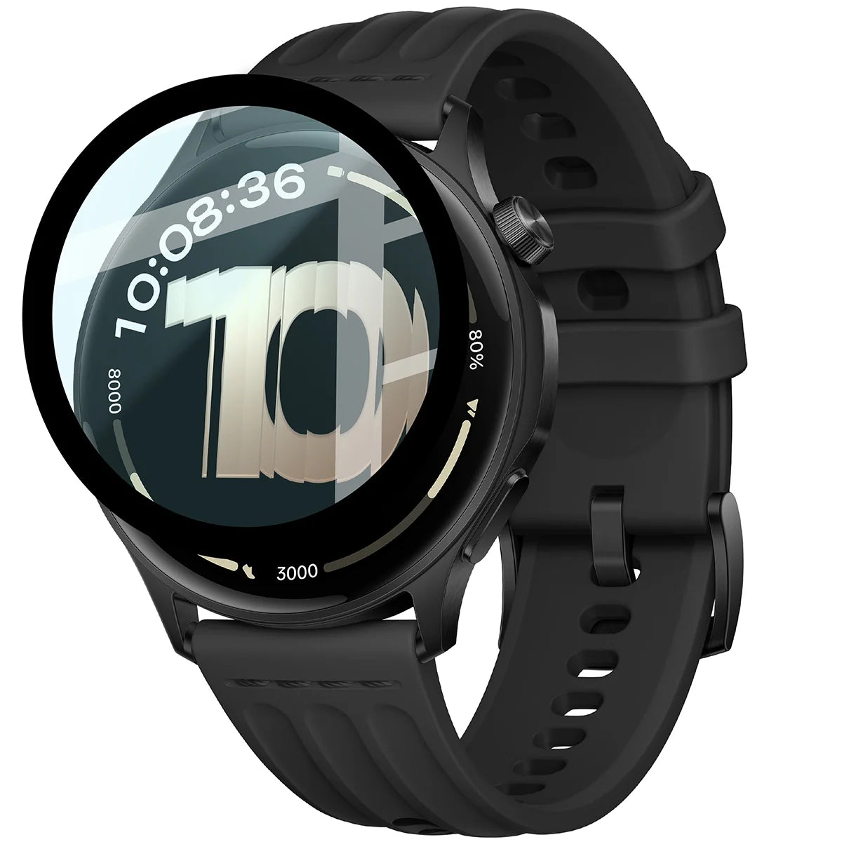 Hybrides Glas für OnePlus Watch Lite 45 mm, Bizon Glass Watch Edge Hybrid, Schwarz