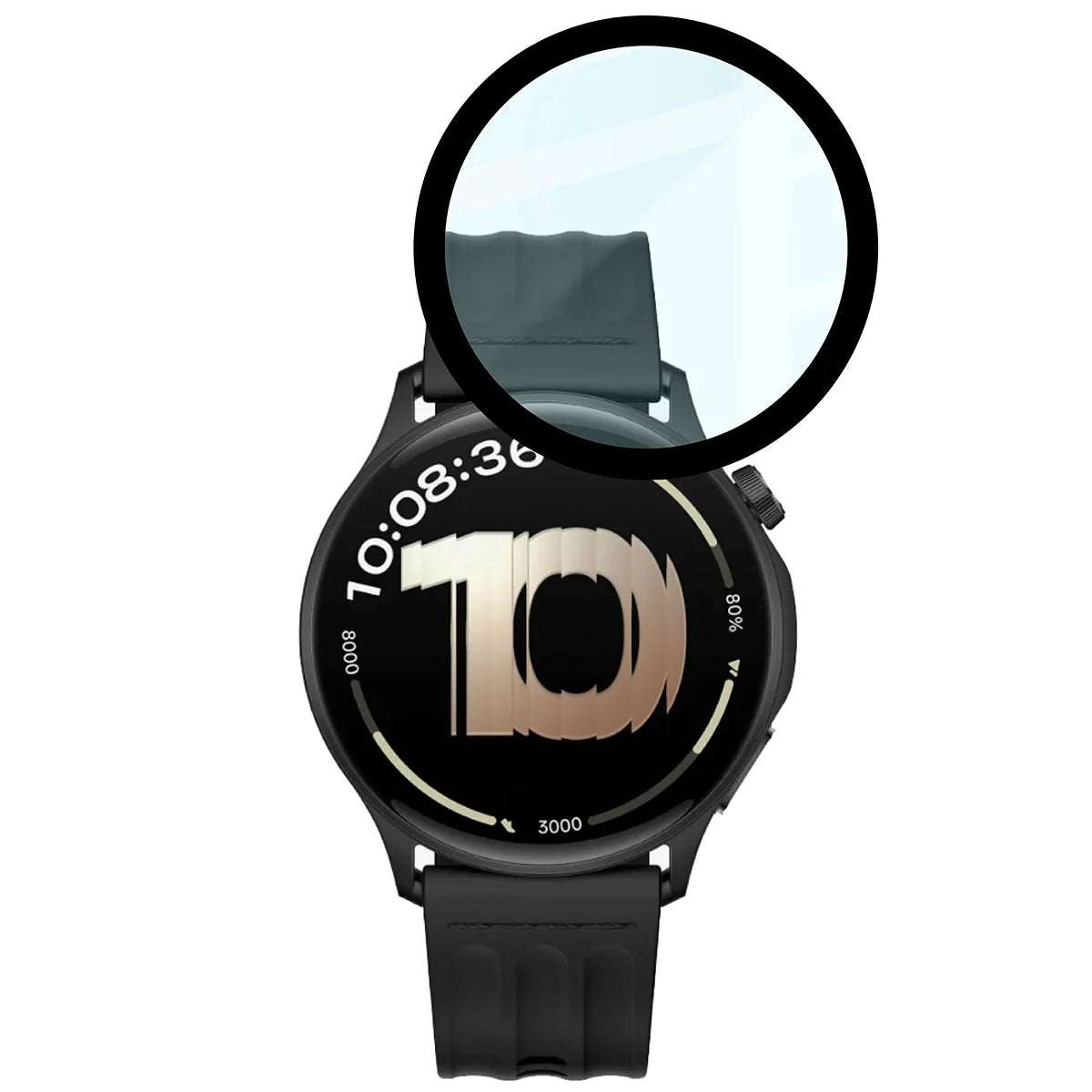 Hybrides Glas für OnePlus Watch Lite 45 mm, Bizon Glass Watch Edge Hybrid, Schwarz