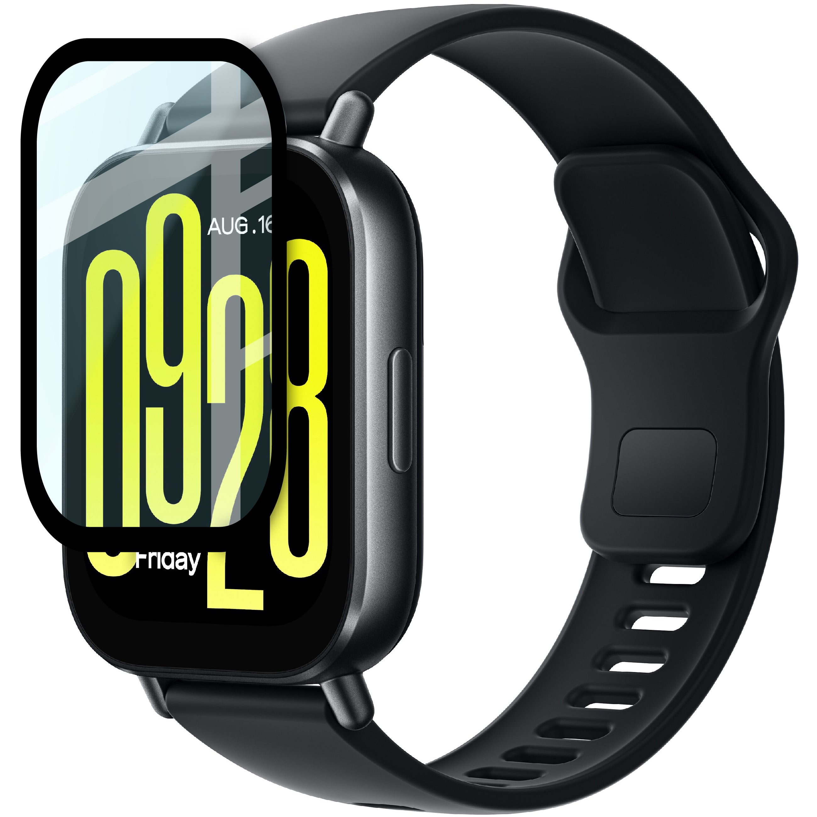 Hybrides Glas für Xiaomi Redmi Watch 5 Active, Bizon Glass Watch Edge Hybrid, Schwarz