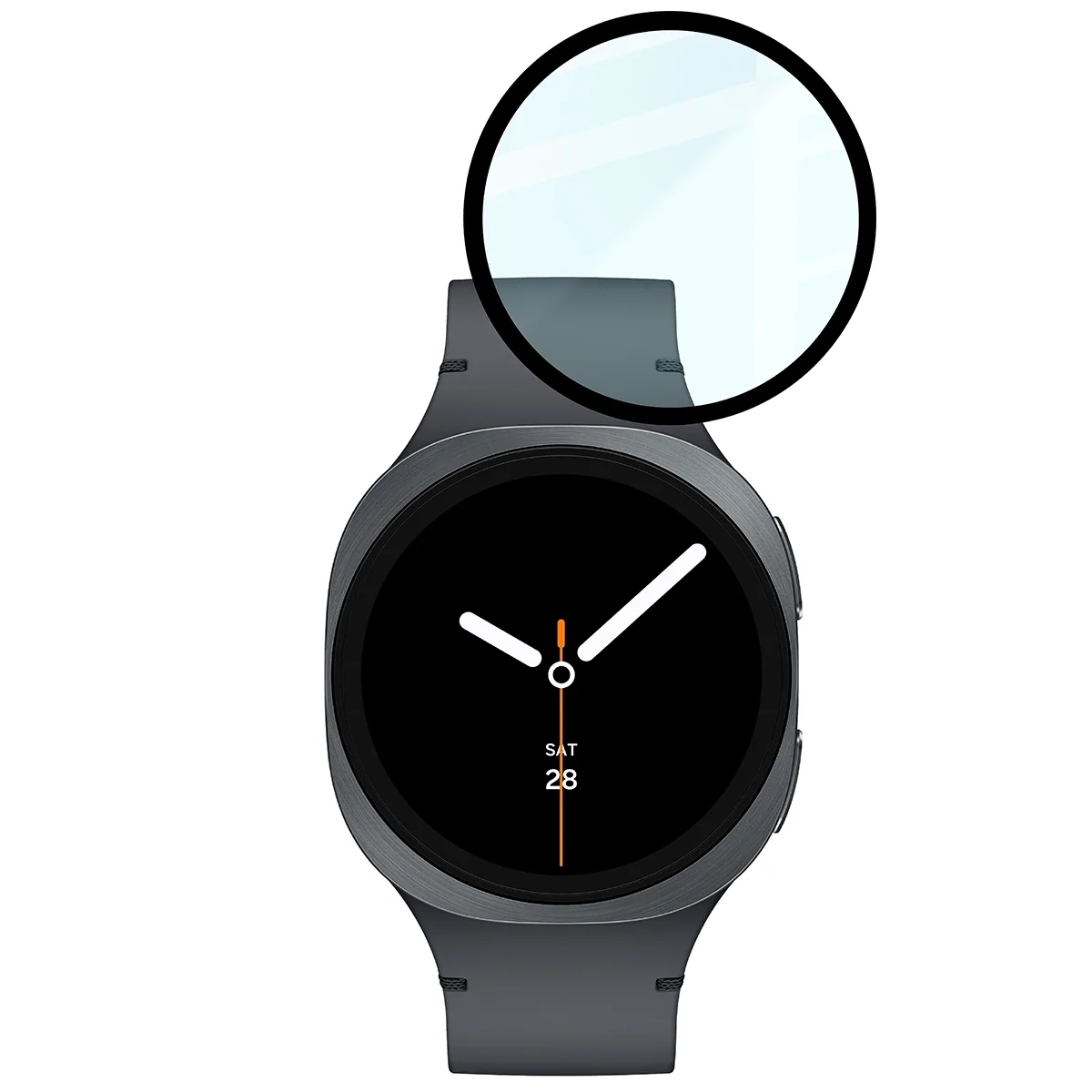 Hybrides Glas für Galaxy Watch 8 44 mm, Bizon Glass Watch Edge Hybrid, Schwarz