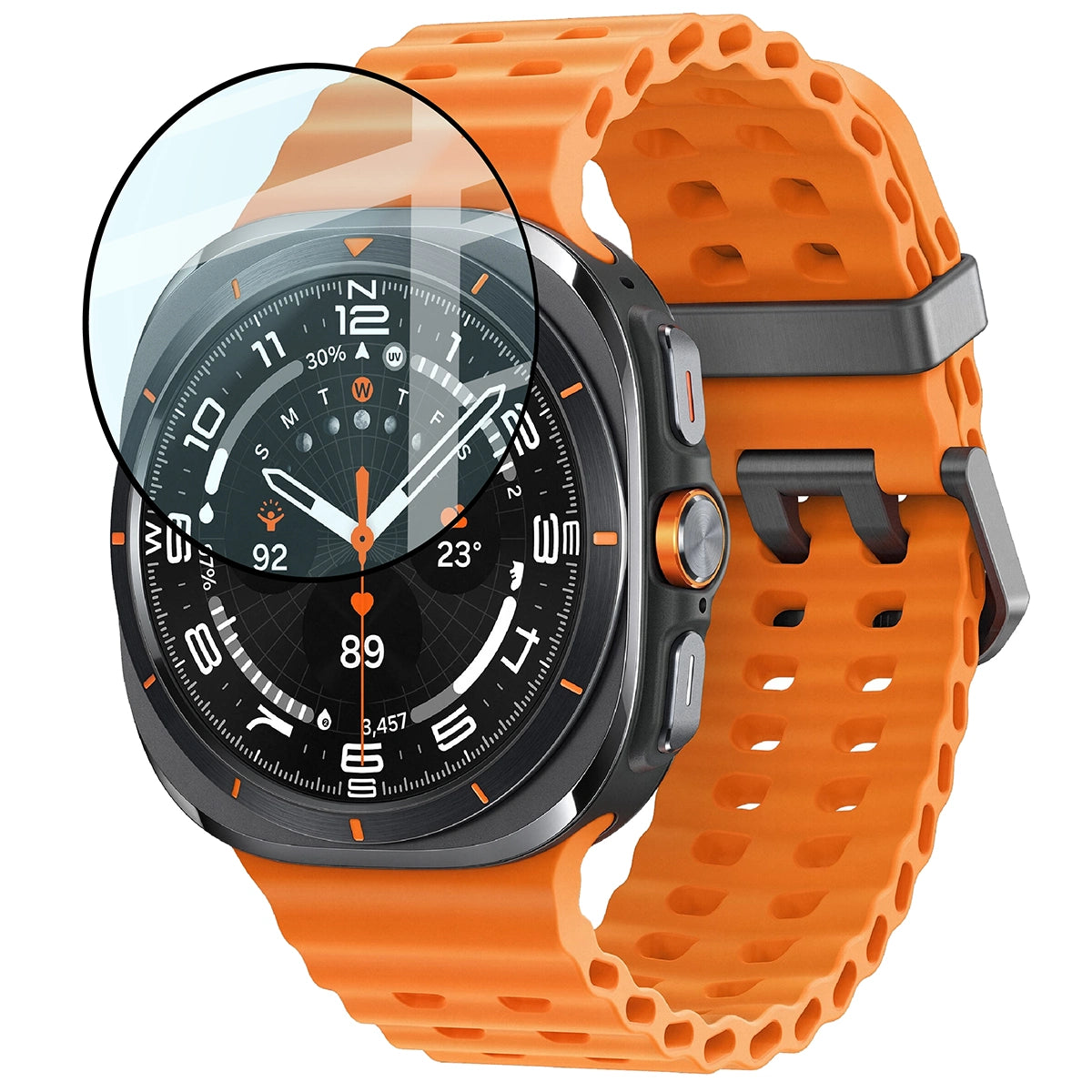 Hybrides Glas für Galaxy Watch Ultra 2 / 1, Bizon Glass Watch Edge Hybrid, Schwarz