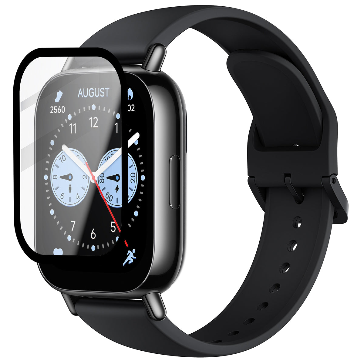 Hybrides Glas für Xiaomi Redmi Watch 5 Lite, Bizon Glass Watch Edge Hybrid, Schwarz