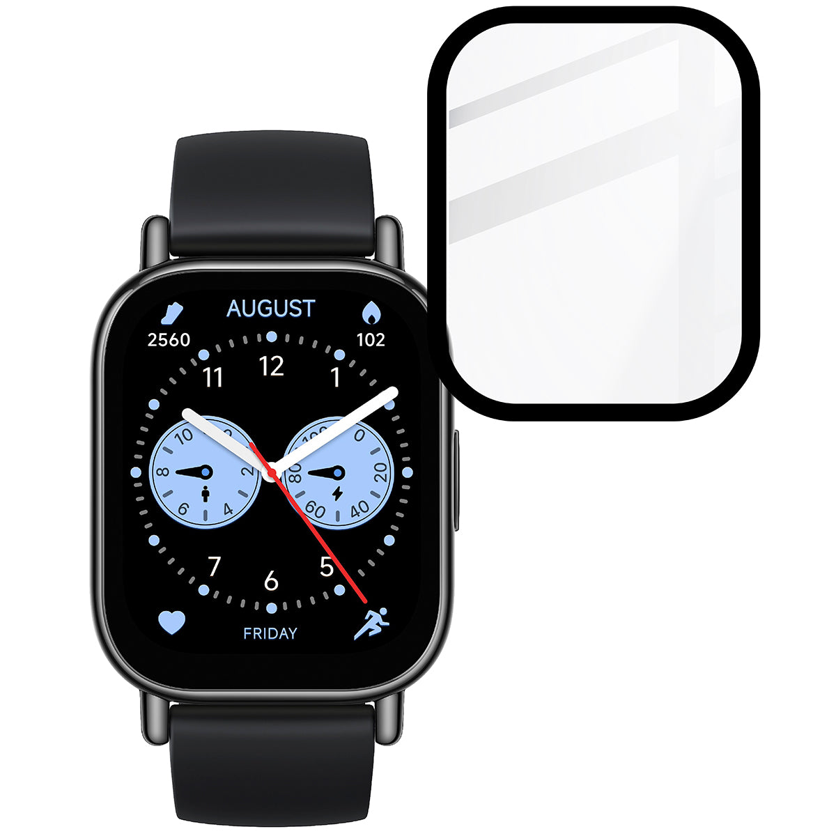 Hybrides Glas für Xiaomi Redmi Watch 5 Lite, Bizon Glass Watch Edge Hybrid, Schwarz