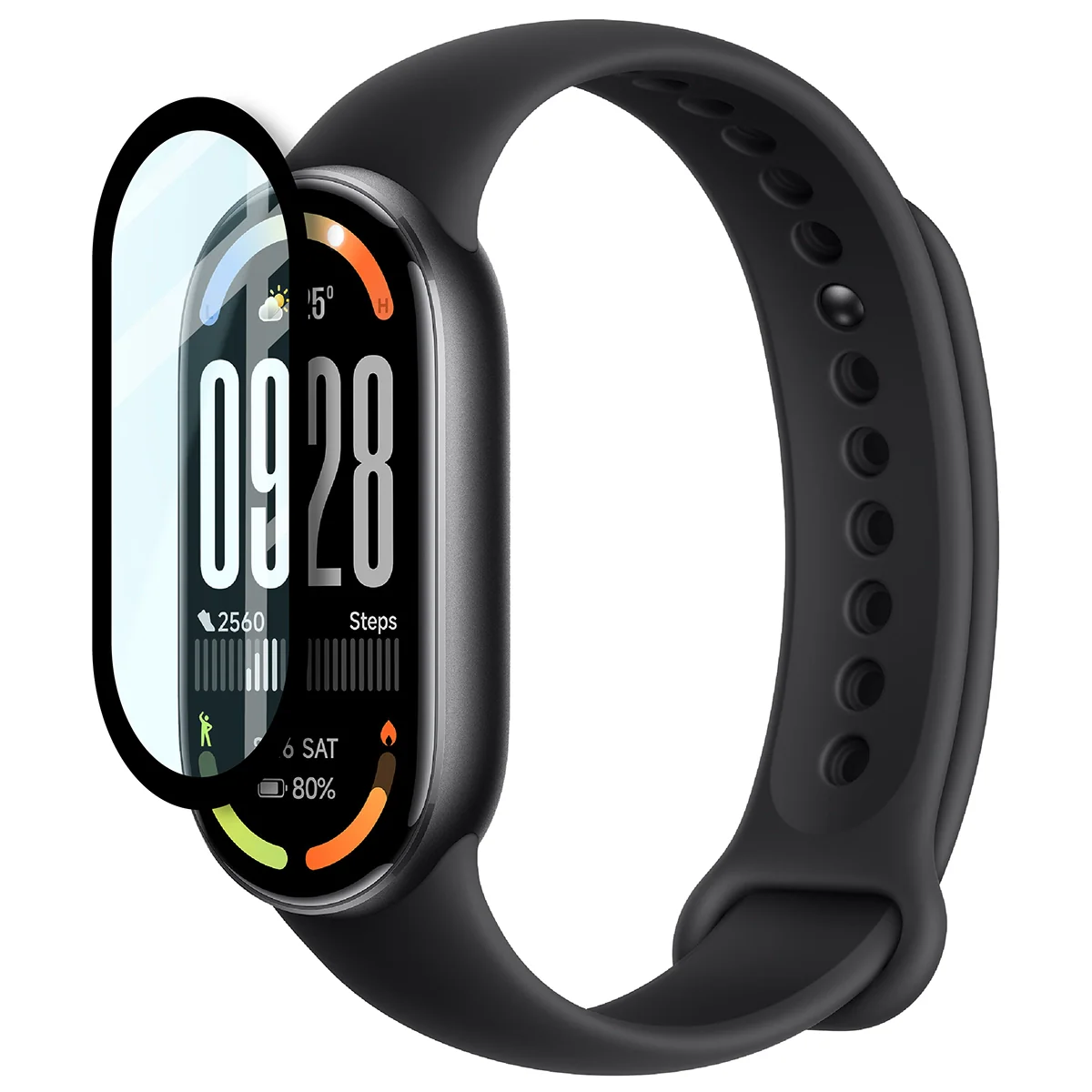 Hybrides Glas für Xiaomi Smart Band 10, Bizon Glass Watch Edge Hybrid, Schwarz