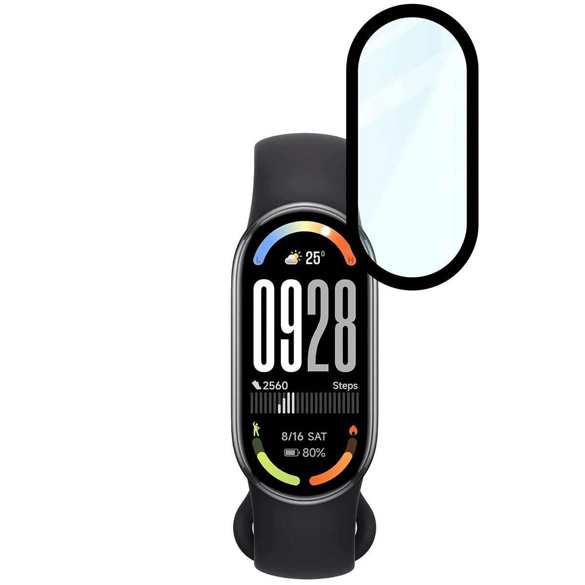 Hybrides Glas für Xiaomi Smart Band 10, Bizon Glass Watch Edge Hybrid, Schwarz