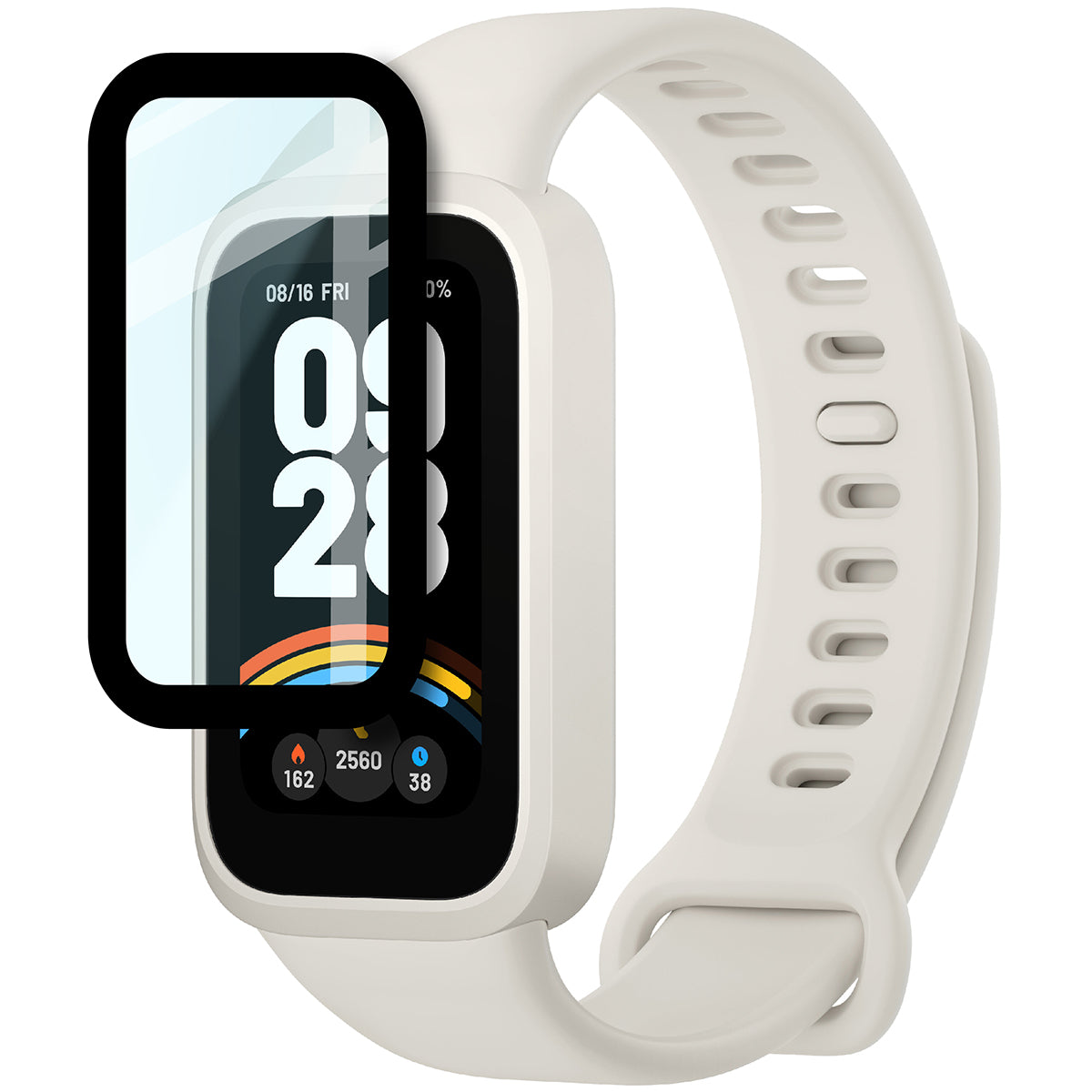 Hybrides Glas für Xiaomi Smart Band 9 Active / Redmi Smart Band 3, Bizon Glass Watch Edge Hybrid, Schwarz