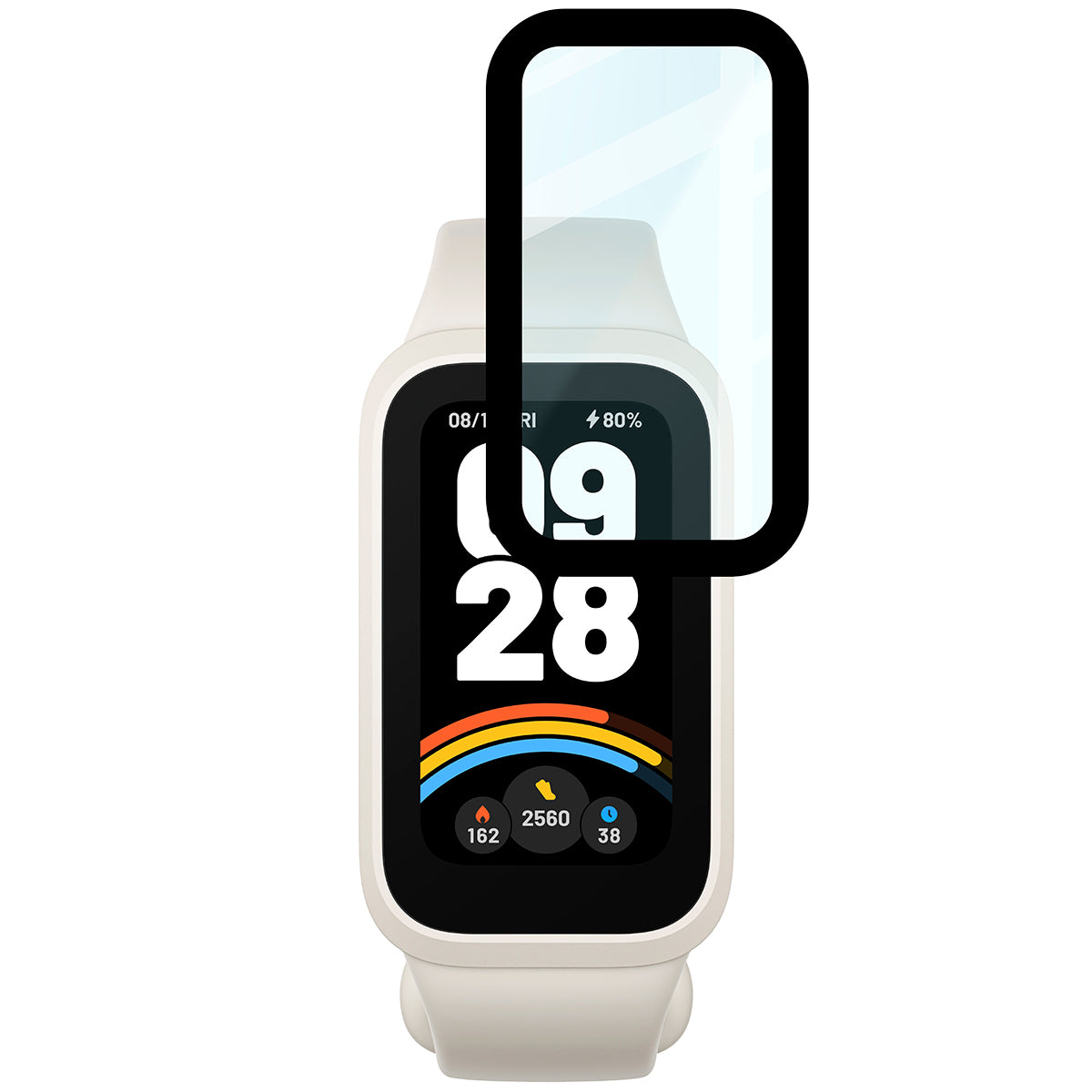 Hybrides Glas für Xiaomi Smart Band 9 Active / Redmi Smart Band 3, Bizon Glass Watch Edge Hybrid, Schwarz