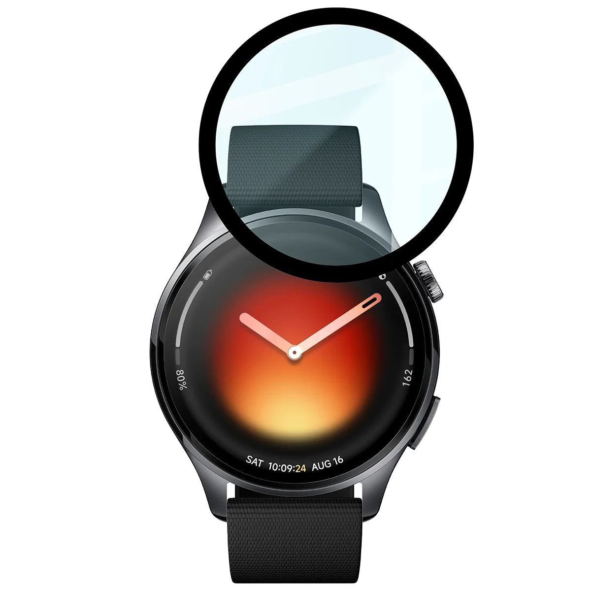 Hybrides Glas für Xiaomi Watch 5, Bizon Glass Watch Edge Hybrid, Schwarz