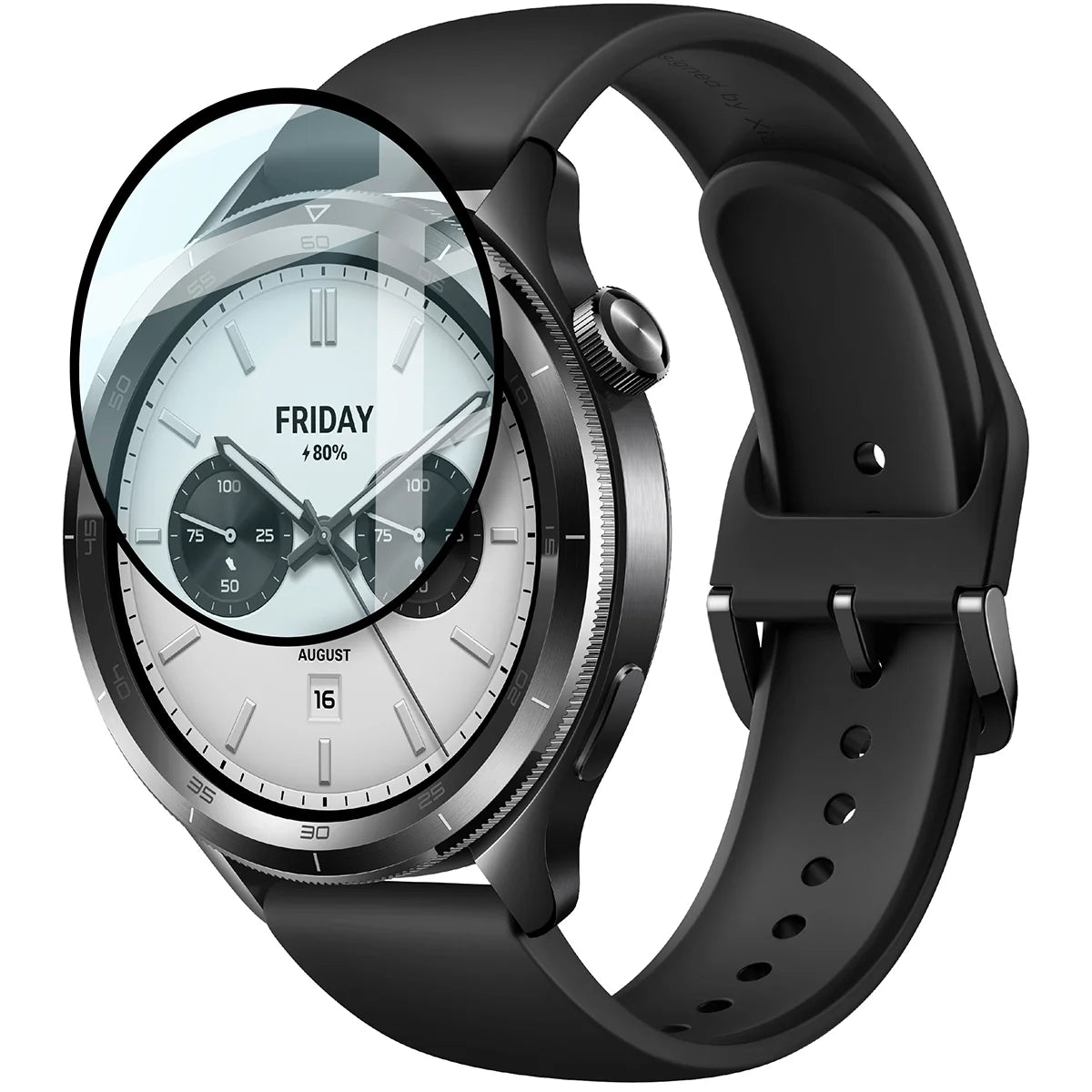 Hybrides Glas für Xiaomi Watch S4, Bizon Glass Watch Edge Hybrid, Schwarz