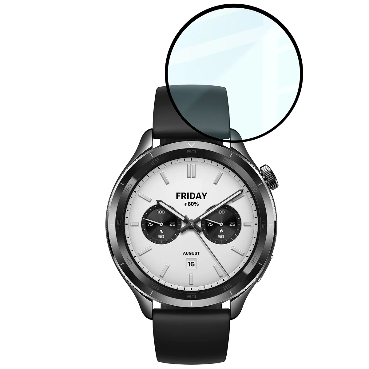 Hybrides Glas für Xiaomi Watch S4, Bizon Glass Watch Edge Hybrid, Schwarz