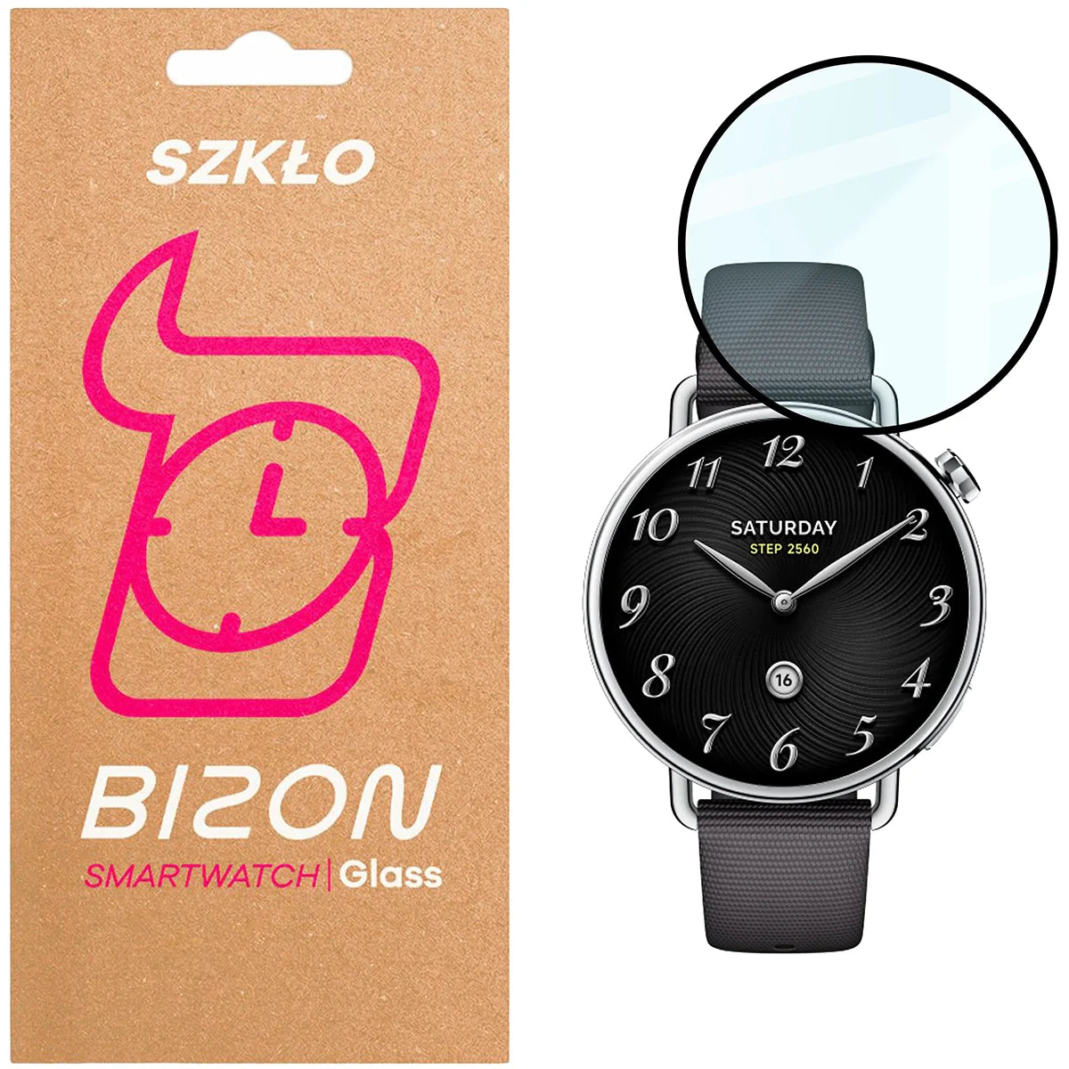 Hybrides Glas für Xiaomi Watch S4 41 mm, Bizon Glass Watch Edge Hybrid, Schwarz