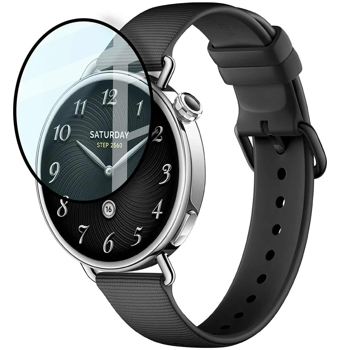 Hybrides Glas für Xiaomi Watch S4 41 mm, Bizon Glass Watch Edge Hybrid, Schwarz