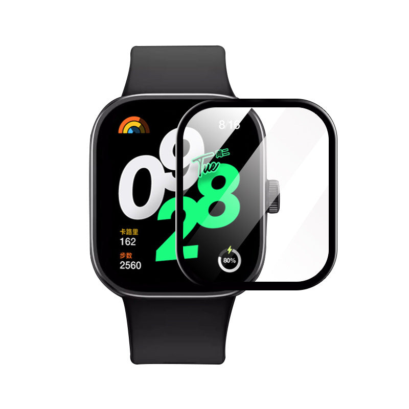 Hybrides Glas für Xiaomi Redmi Watch 4, Bizon Glass Watch Edge Hybrid, Schwarz