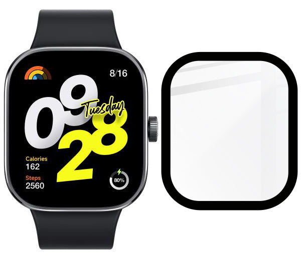 Hybrides Glas für Xiaomi Redmi Watch 4, Bizon Glass Watch Edge Hybrid, Schwarz
