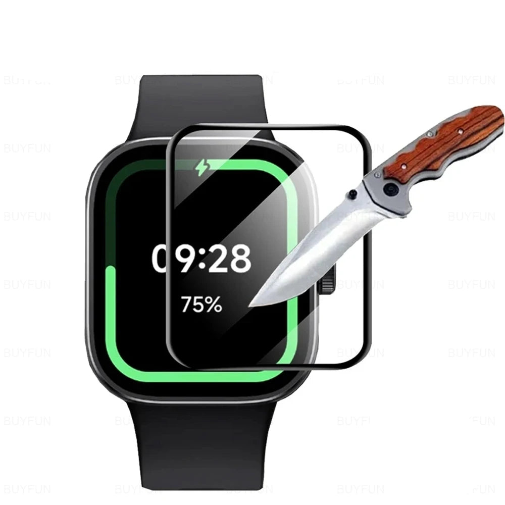 Hybrides Glas für Xiaomi Redmi Watch 4, Bizon Glass Watch Edge Hybrid, Schwarz