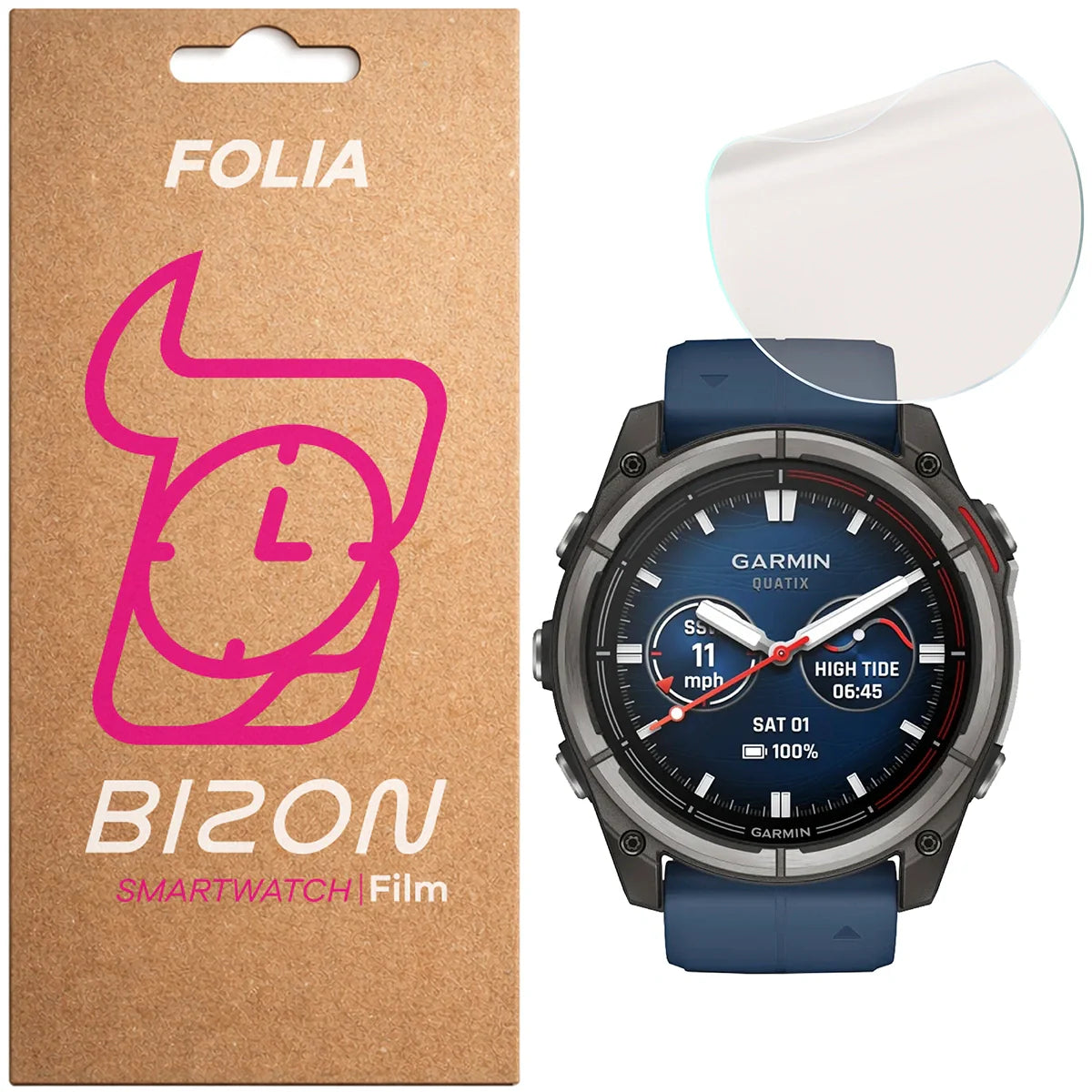 Matte Folie für Garmin Quatix 8 Pro 47 mm, Bizon Watch Film Sun, 1 Stück