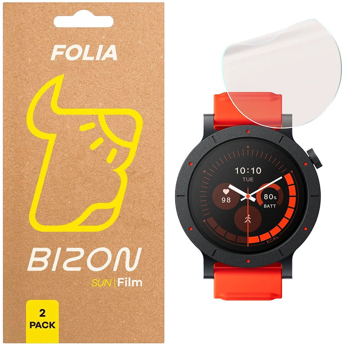 Matte Folie für Nothing CMF Watch 3 Pro, Bizon Glass Watch Film Sun Duo, 2 Stück