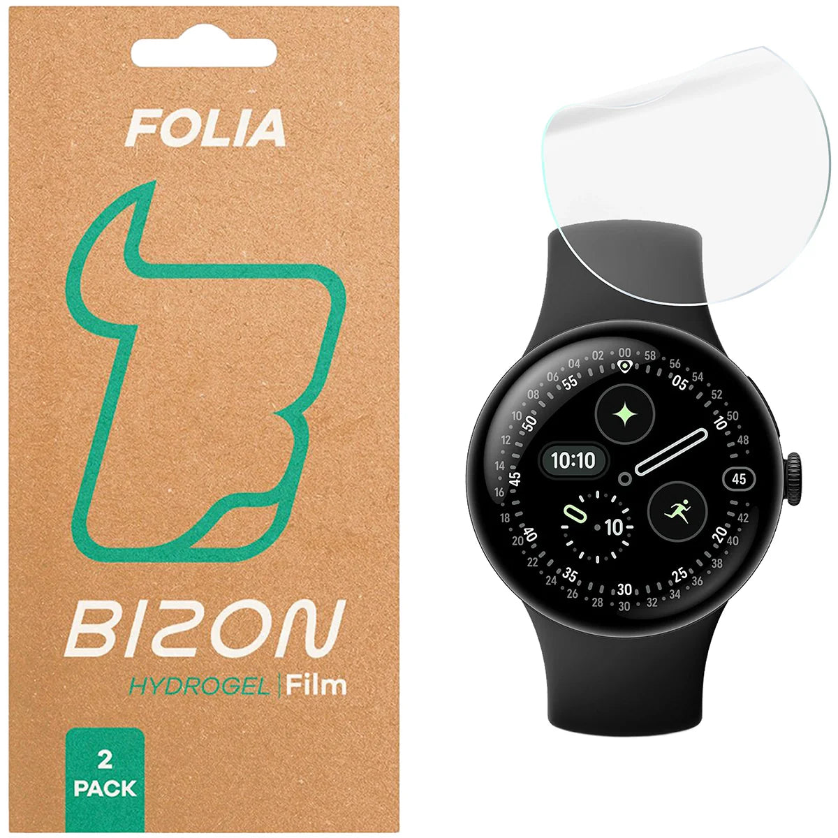 Hydrogel Folie für den Bildschirm für Google Pixel Watch 4 41 mm, Bizon Glass Watch Hydrogel Duo, 2 Stück