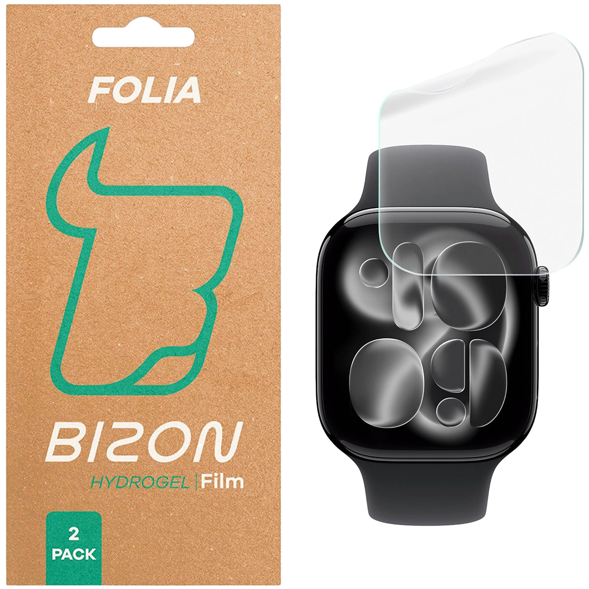 Hydrogel Folie für den Bildschirm für Apple Watch 11 / 10 42mm, Bizon Glass Watch Hydrogel Duo, 2 Stück