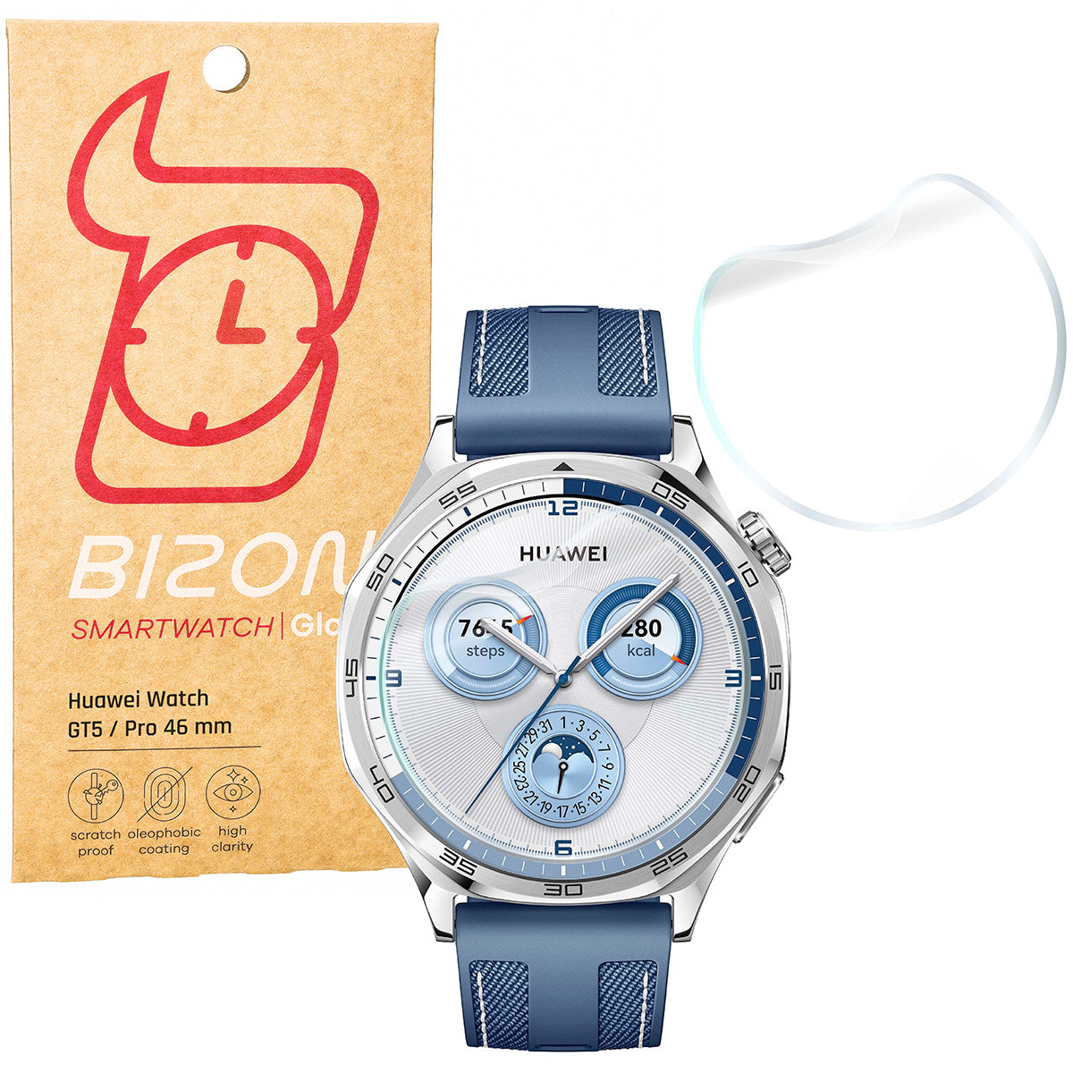 Hydrogel Folie für den Bildschirm für Huawei Watch GT 5 / GT 5 Pro 46 mm, Bizon Glass Watch Hydrogel Duo, 2 Stück