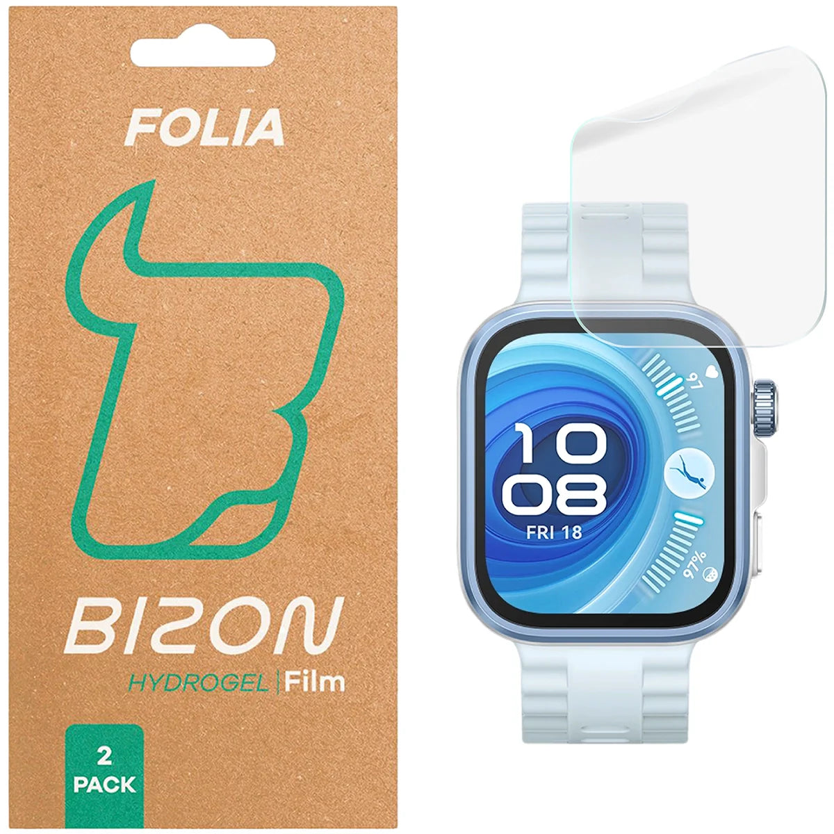 Hydrogel Folie für den Bildschirm für Huawei Watch Fit 4 / 4 Pro, Bizon Glass Watch Hydrogel Duo, 2 Stück