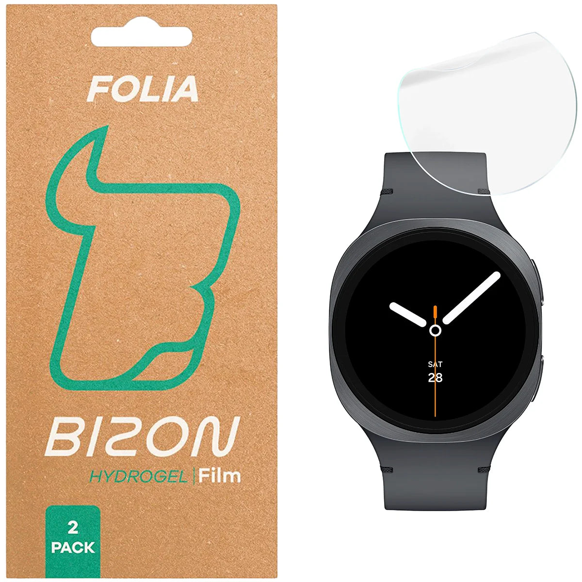 Hydrogel Folie für den Bildschirm für Galaxy Watch 8 40 mm, Bizon Glass Watch Hydrogel Duo, 2 Stück