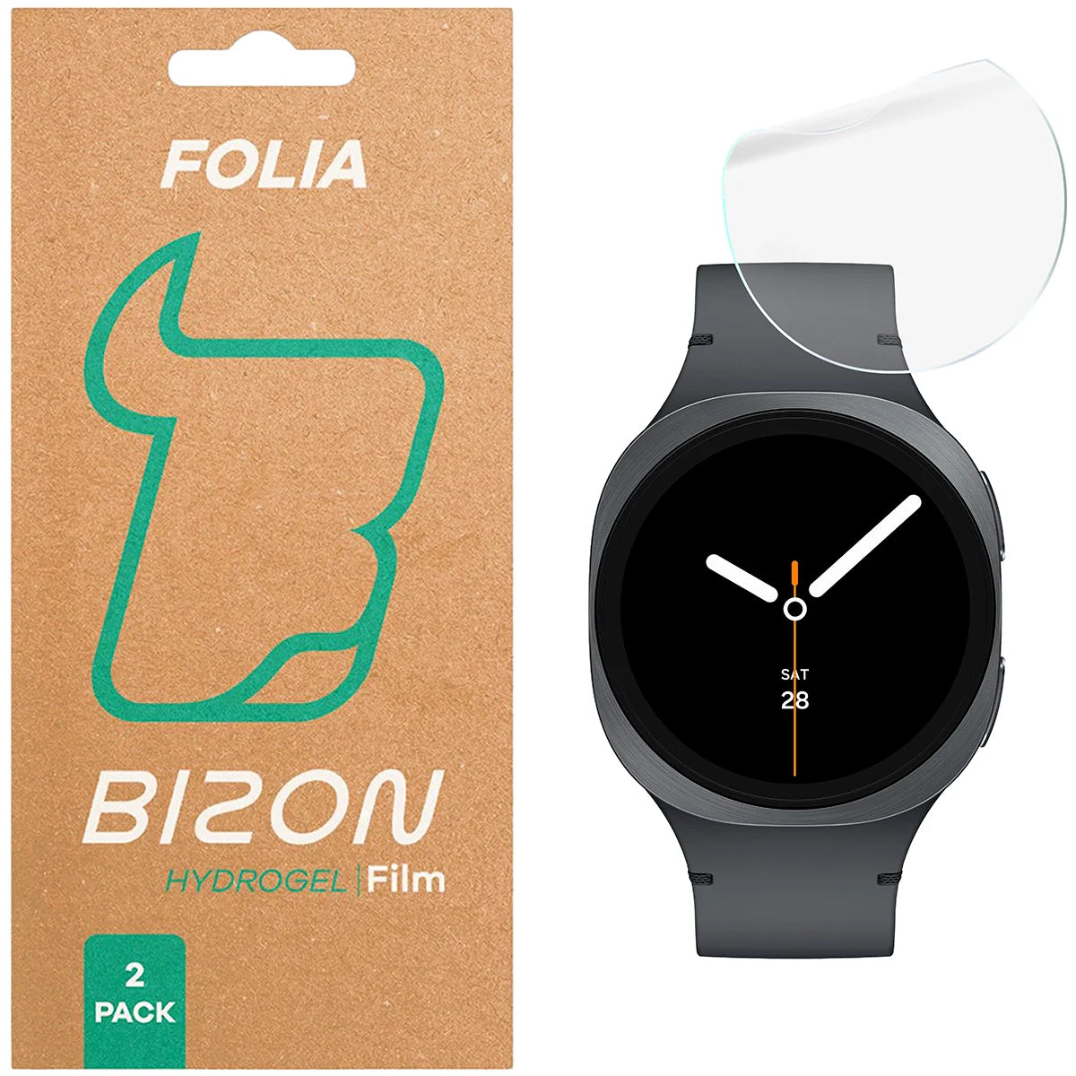 Hydrogel Folie für den Bildschirm für Galaxy Watch 8 44 mm, Bizon Glass Watch Hydrogel Duo, 2 Stück