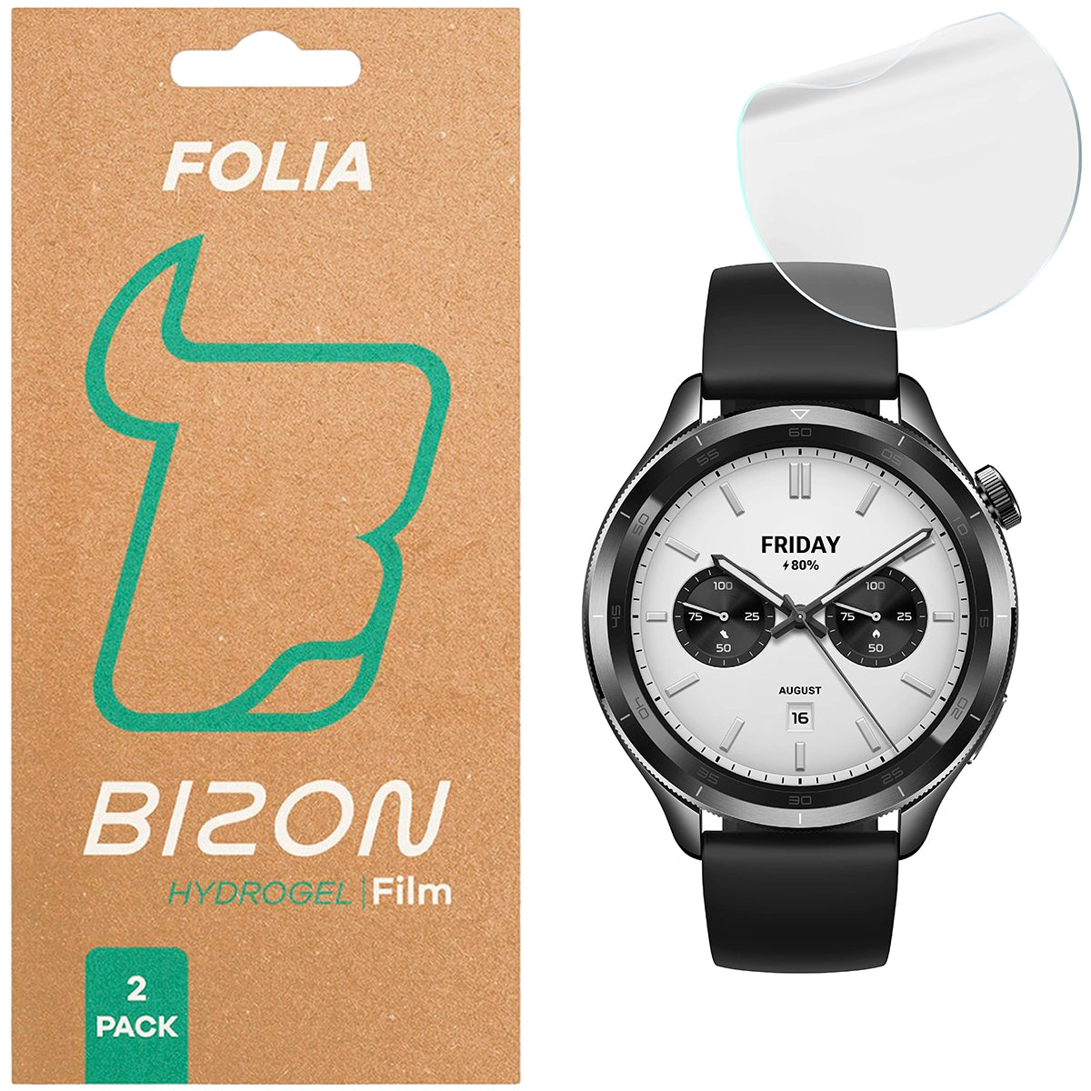 Hydrogel Folie für den Bildschirm für Xiaomi Watch S4, Bizon Glass Watch Hydrogel Duo, 2 Stück