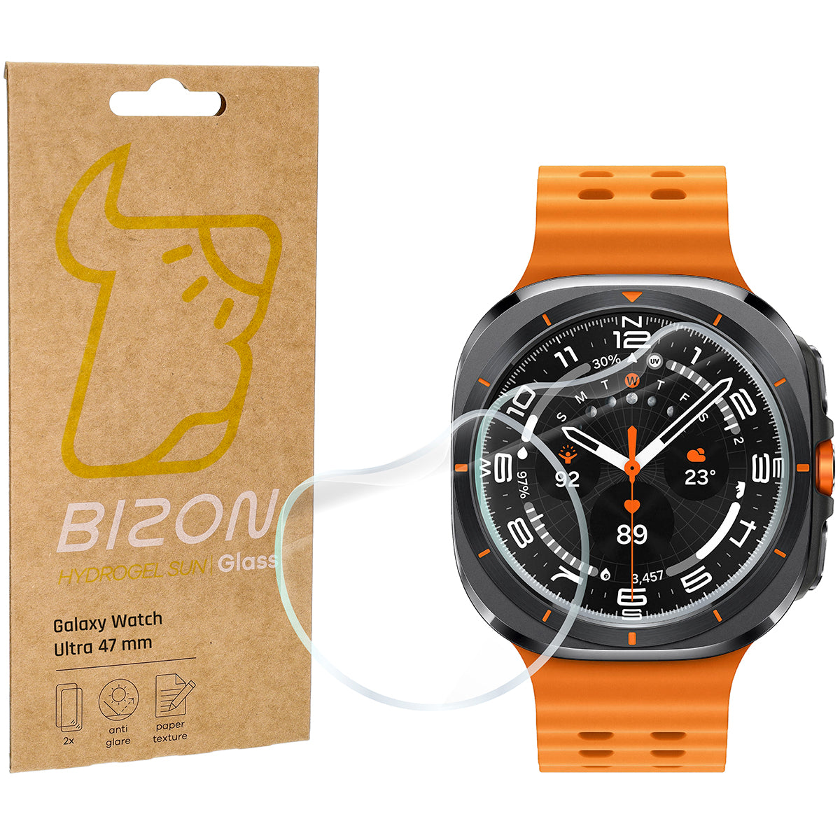 Matte Folie für Galaxy Watch Ultra 47 mm, Bizon Glass Watch Film Sun Duo, 2 Stück