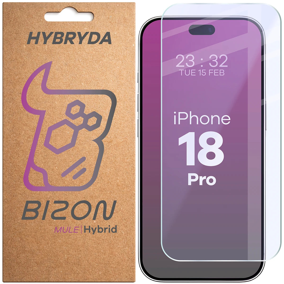 Flexibles Hybridglas für iPhone 18 Pro, Bizon Hybrid Mule (1/4)