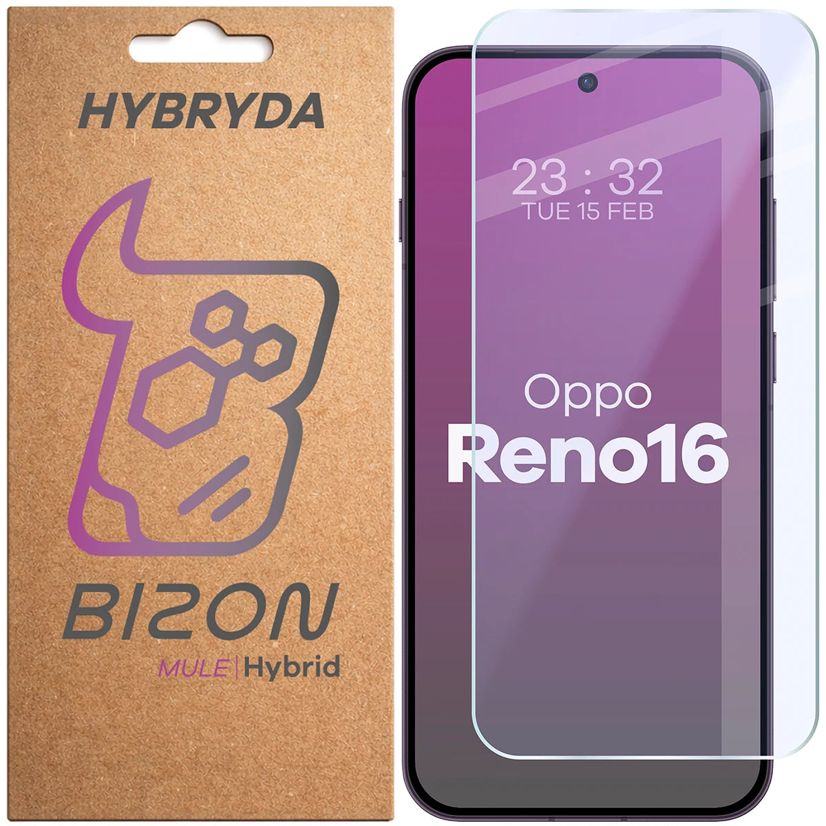 Flexibles Hybridglas für OPPO Reno16, Bizon Hybrid Mule (1/4)