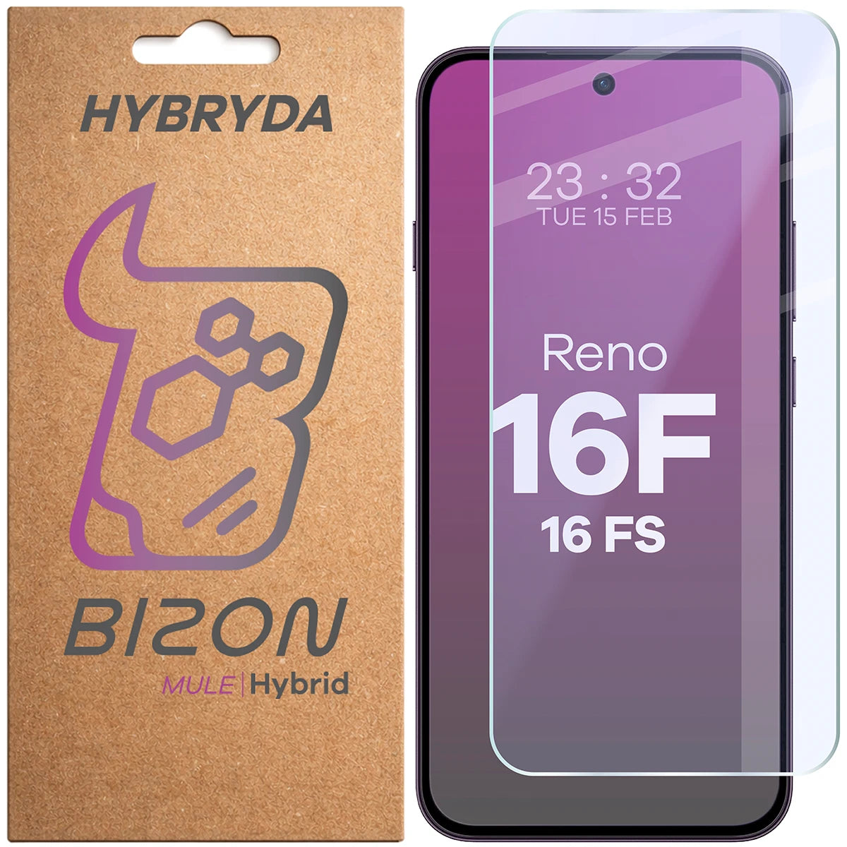 Flexibles Hybridglas für Oppo Reno16 F / Reno16 FS, Bizon Hybrid Mule (1/4)