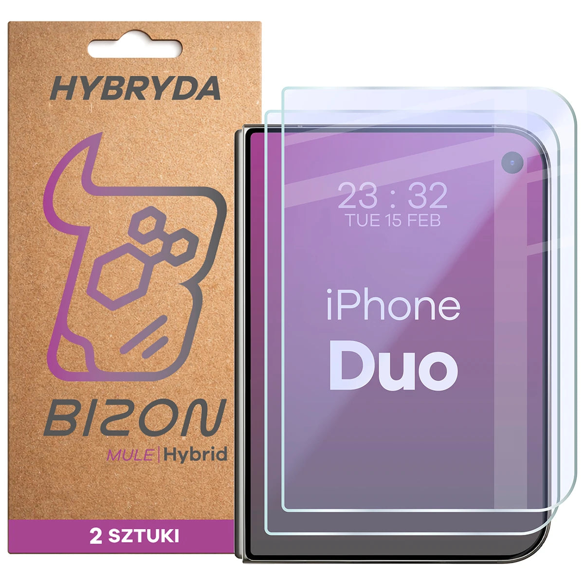 Flexibles Hybridglas für iPhone Duo, Bizon Hybrid Mule Duo, 2 Stück (1/4)