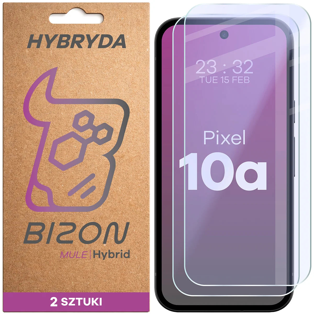 Flexibles Hybridglas für Google Pixel 10a, Bizon Hybrid Mule Duo, 2 Stück