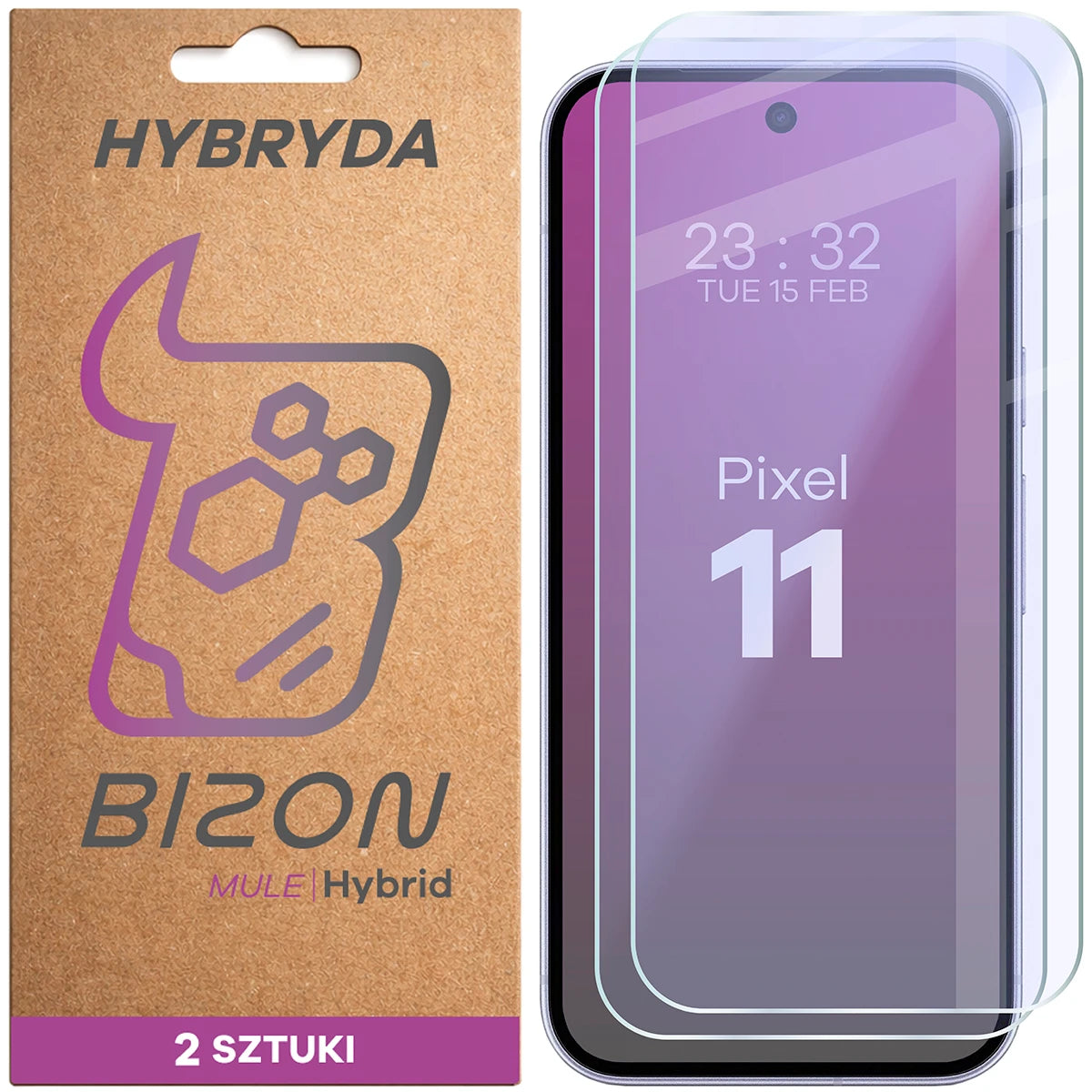 Flexibles Hybridglas für Google Pixel 11, Bizon Hybrid Mule Duo, 2 Stück (1/4)