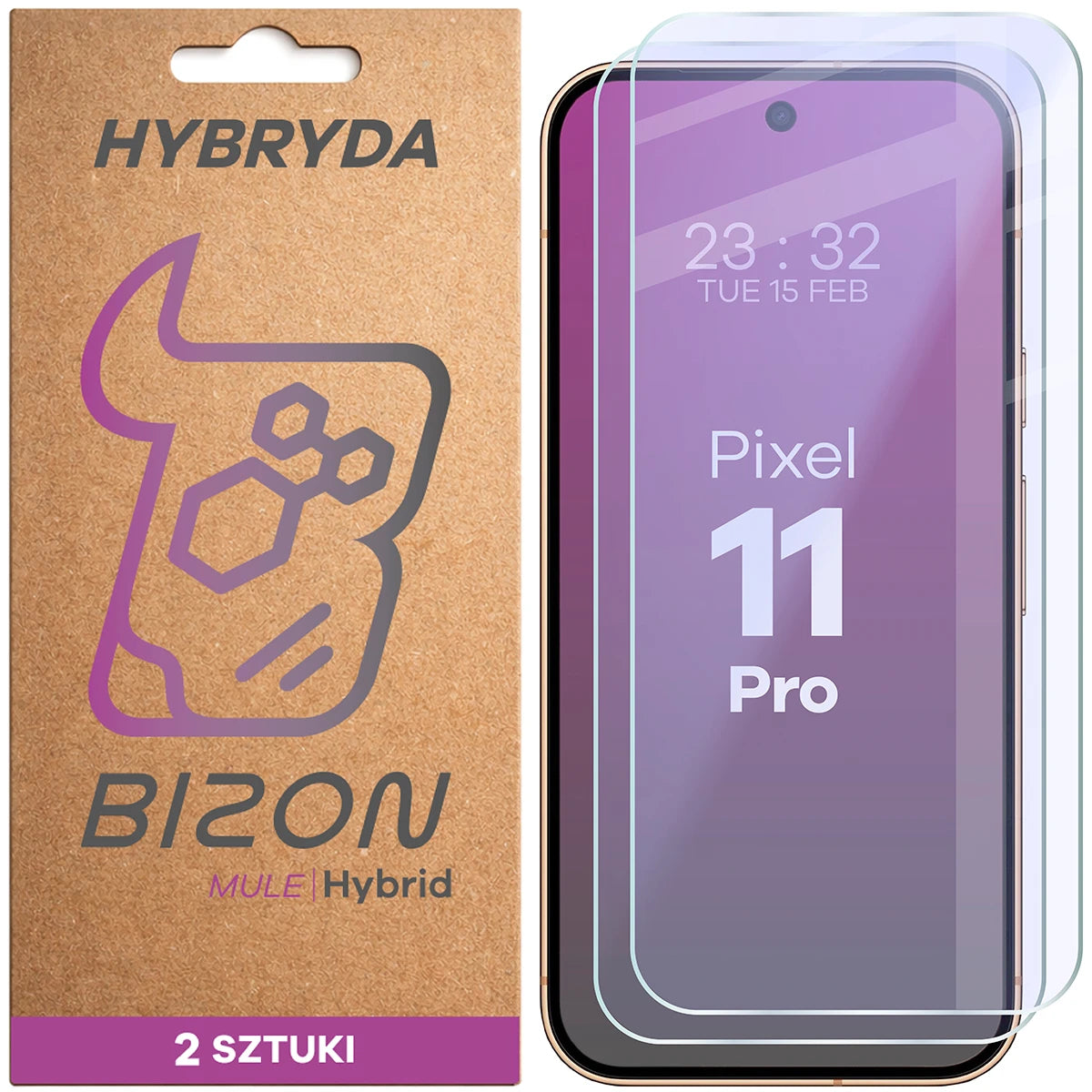 Flexibles Hybridglas für Google Pixel 11 Pro, Bizon Hybrid Mule Duo, 2 Stück (1/4)