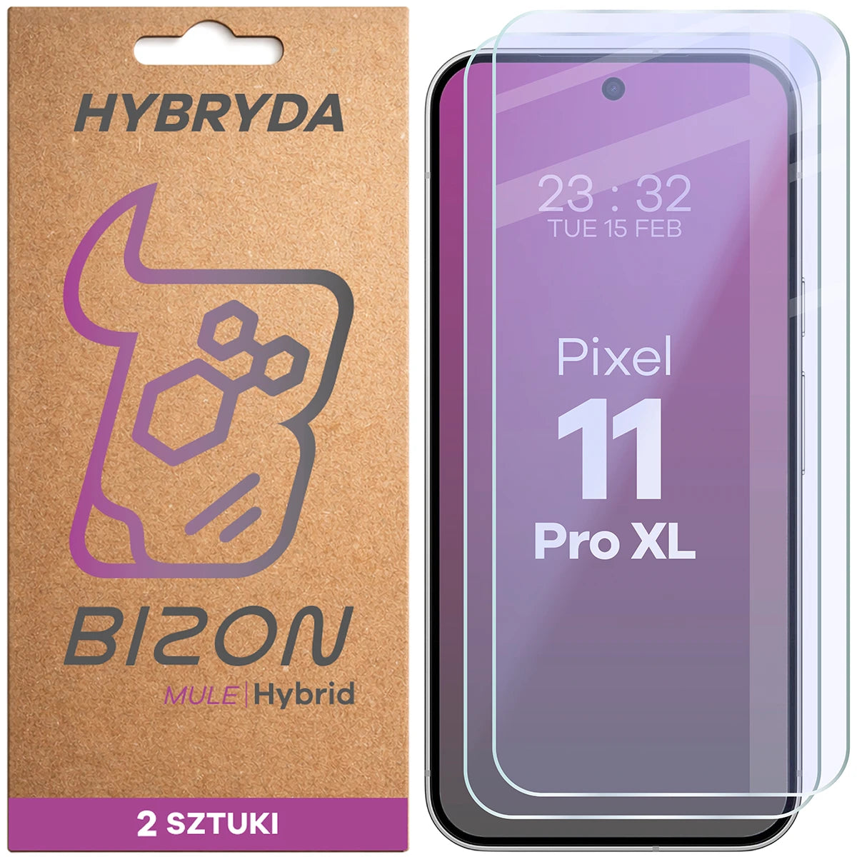 Flexibles Hybridglas für Google Pixel 11 Pro XL, Bizon Hybrid Mule Duo, 2 Stück (1/4)