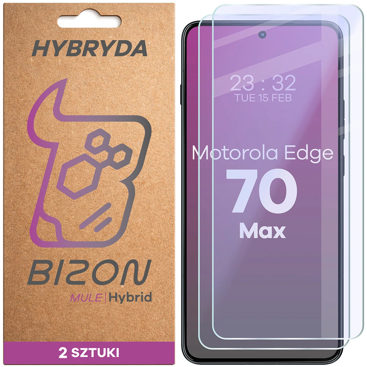 Flexibles Hybridglas für Motorola Edge 70 Max, Bizon Hybrid Mule Duo, 2 Stück (1/4)