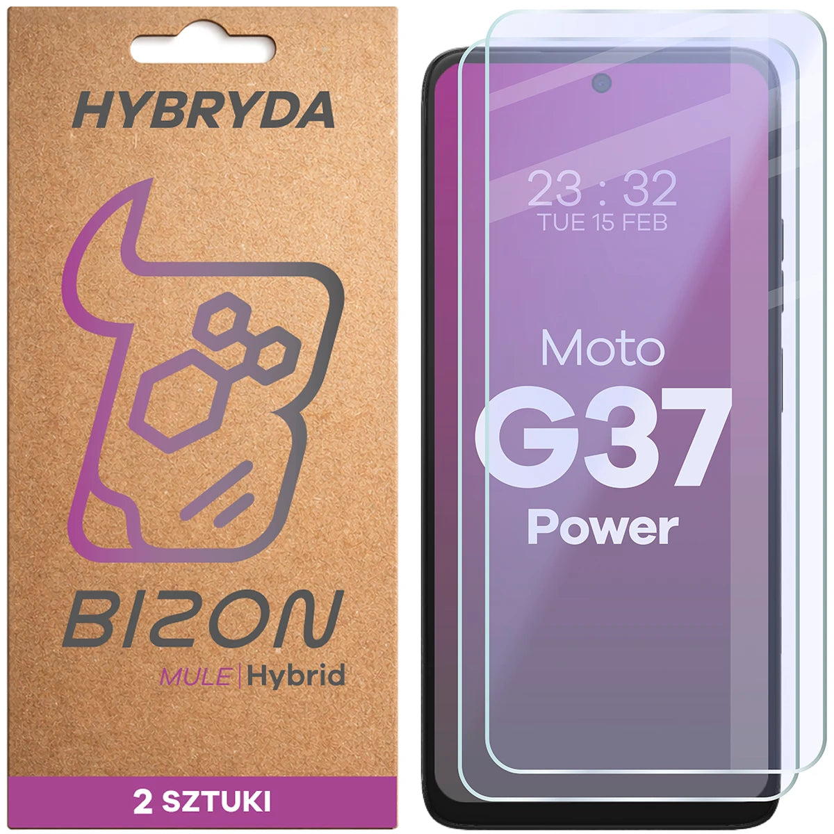 Flexibles Hybridglas für Motorola Moto G37 Power 5G, Bizon Hybrid Mule Duo, 2 Stück (1/4)