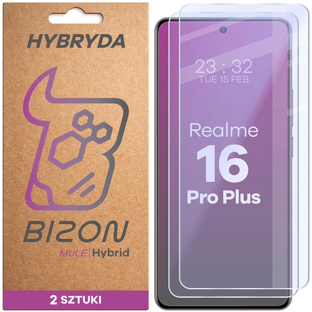 Flexibles Hybridglas für Realme 16 Pro Plus 5G, Bizon Hybrid Mule Duo, 2 Stück