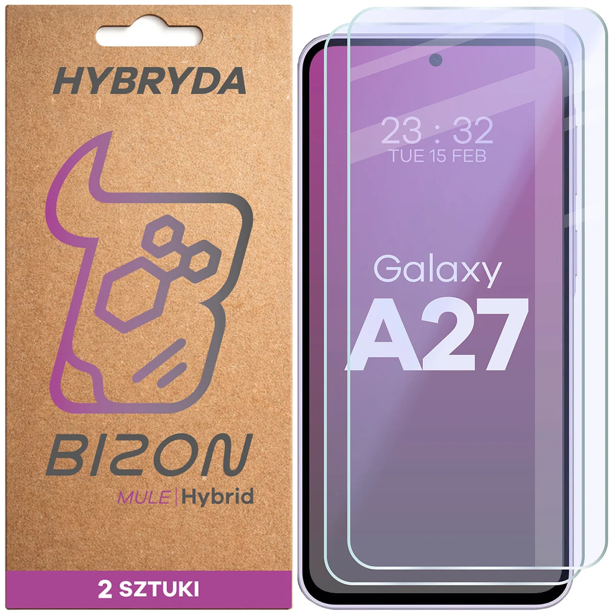 Flexibles Hybridglas für Galaxy A27 5G, Bizon Hybrid Mule Duo, 2 Stück