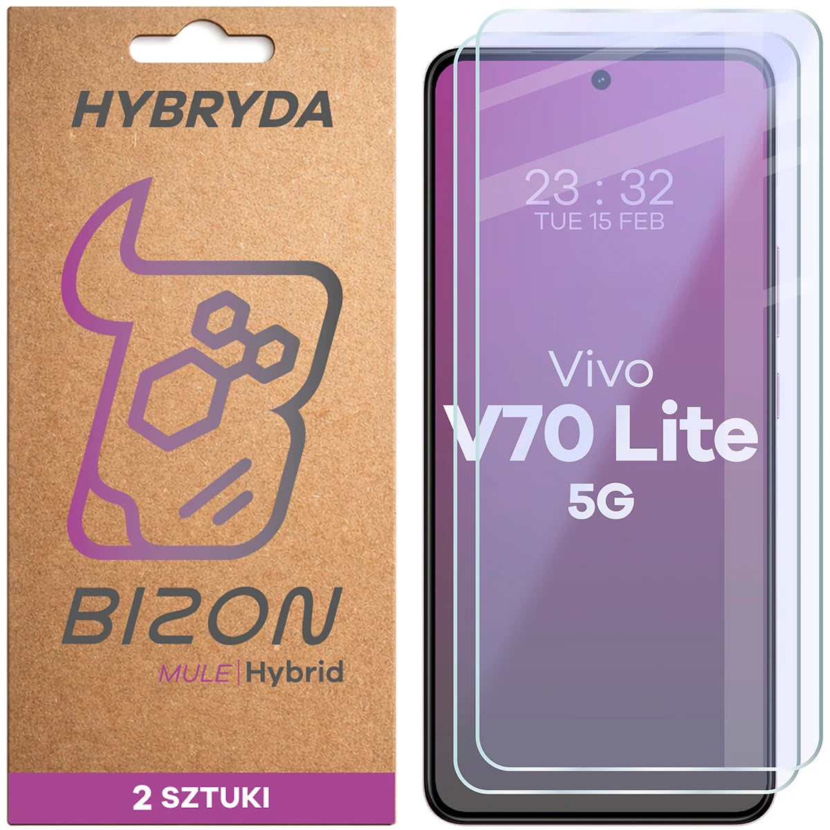 Flexibles Hybridglas für Vivo V70 Lite 5G, Bizon Hybrid Mule Duo, 2 Stück (1/4)