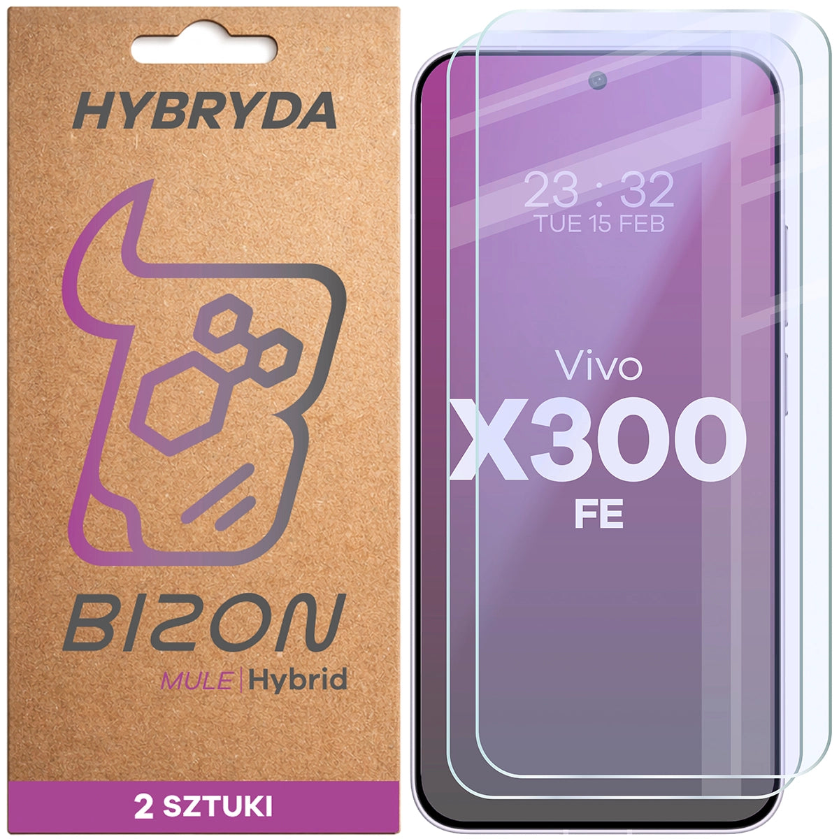 Flexibles Hybridglas für Vivo X300 FE, Bizon Hybrid Mule Duo, 2 Stück