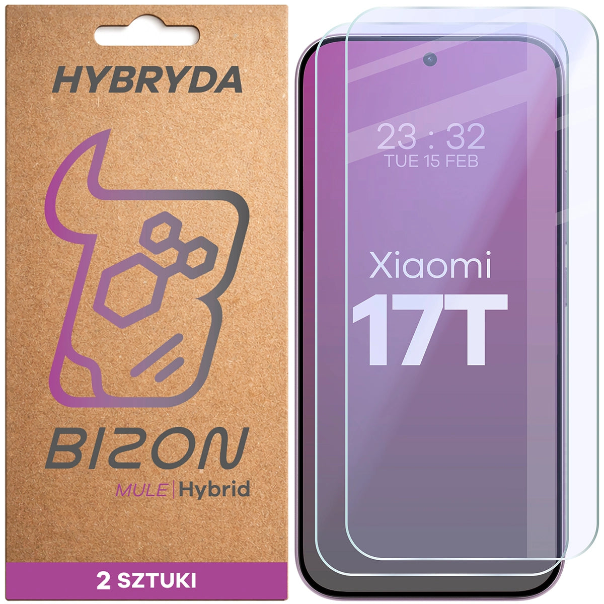 Flexibles Hybridglas für Xiaomi 17T, Bizon Hybrid Mule Duo, 2 Stück