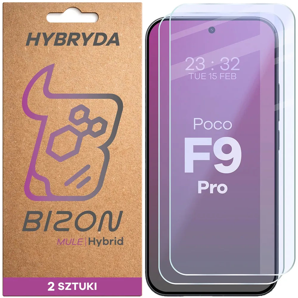 Flexibles Hybridglas für Xiaomi POCO F9 Pro, Bizon Hybrid Mule Duo, 2 Stück (1/4)