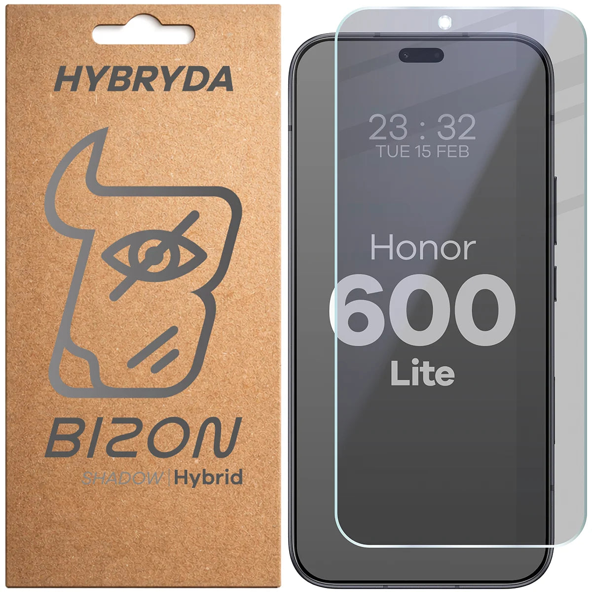 Hybridglas mit Privatschutzfilter für Honor 600 Lite 5G, Bizon Hybrid Shadow, Matt