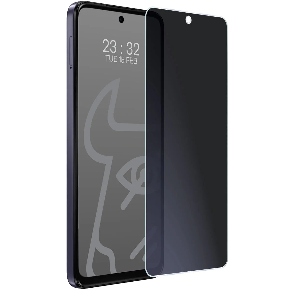 Hybridglas mit Privatschutzfilter für Motorola Moto G17, Bizon Hybrid Shadow, Matt