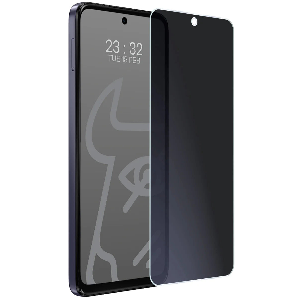 Hybridglas mit Privatschutzfilter für Motorola Moto G17 Power, Bizon Hybrid Shadow, Matt